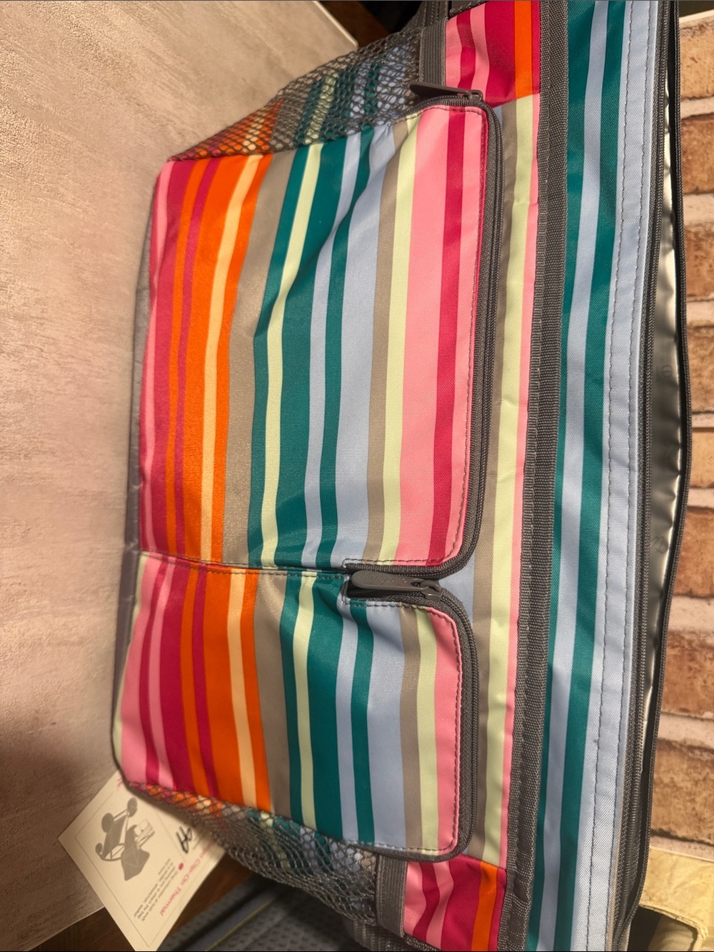 Striped Multicolor Women’s Bright Rainbow Stripes lunch tote are baby bag